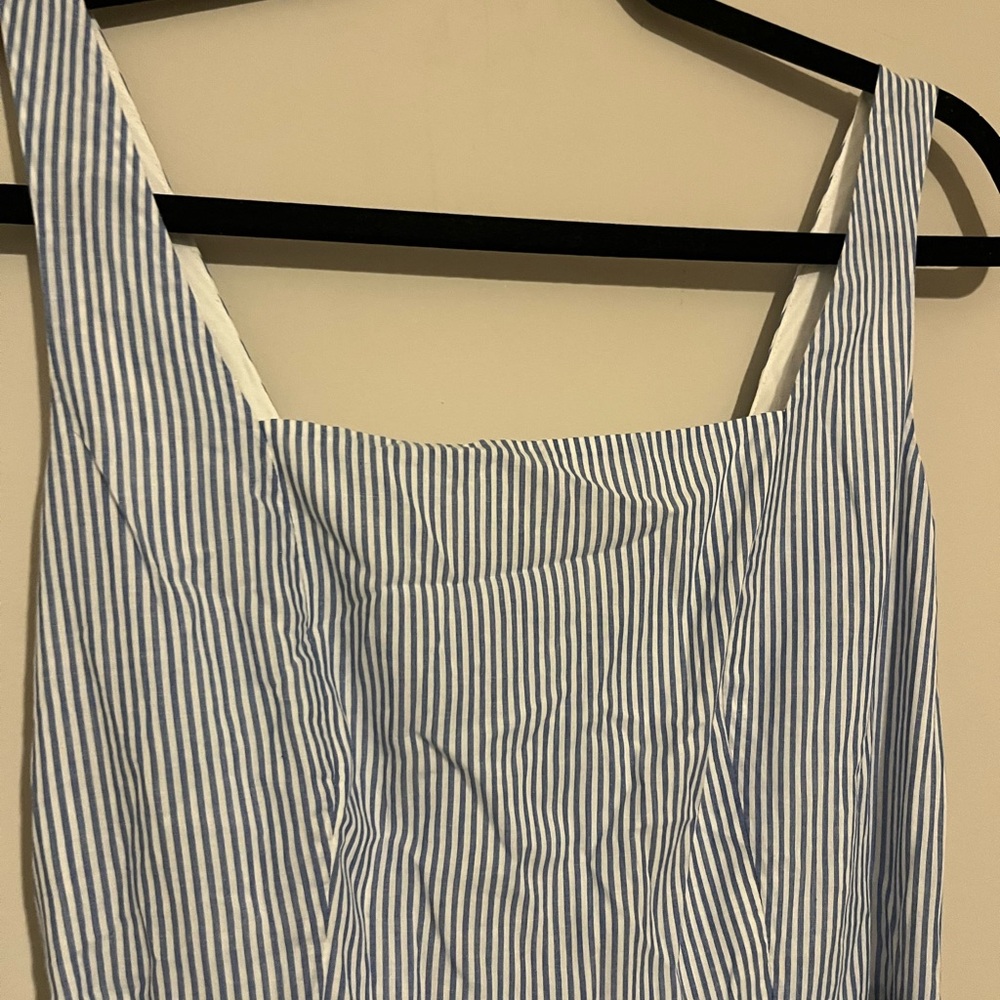 J. Crew Striped sleeveless belted tiered dress Banker Blue stripes size 2 - Picture 7 of 13